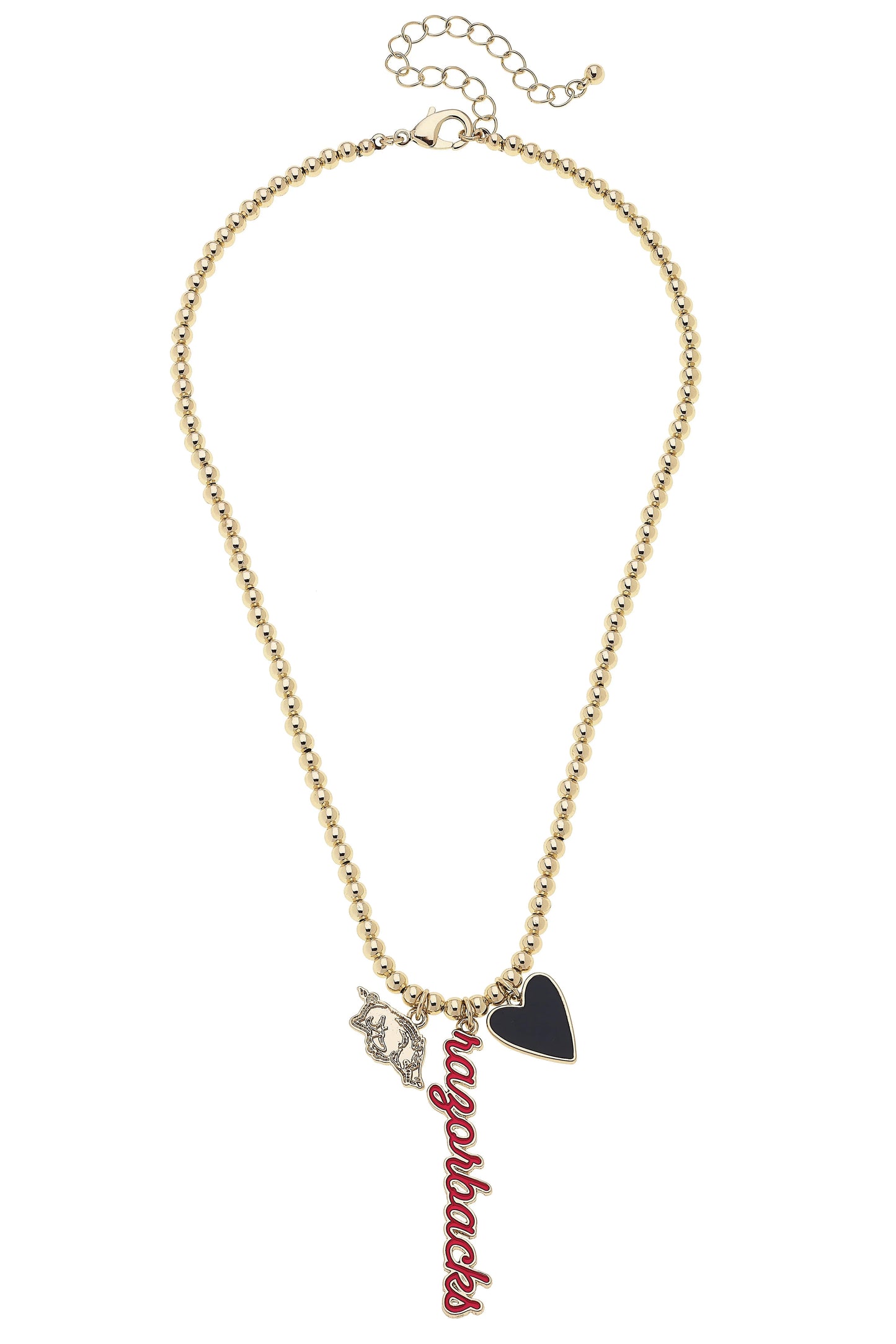 Arkansas Razorbacks Ball Bead Charm Necklace
