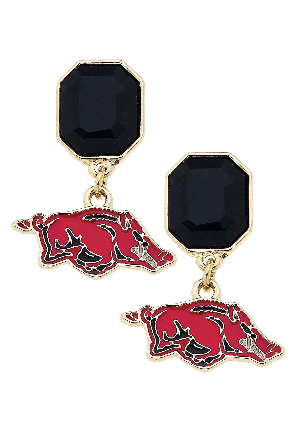 Arkansas Razorbacks Rhinestone Enamel Logo Earrings