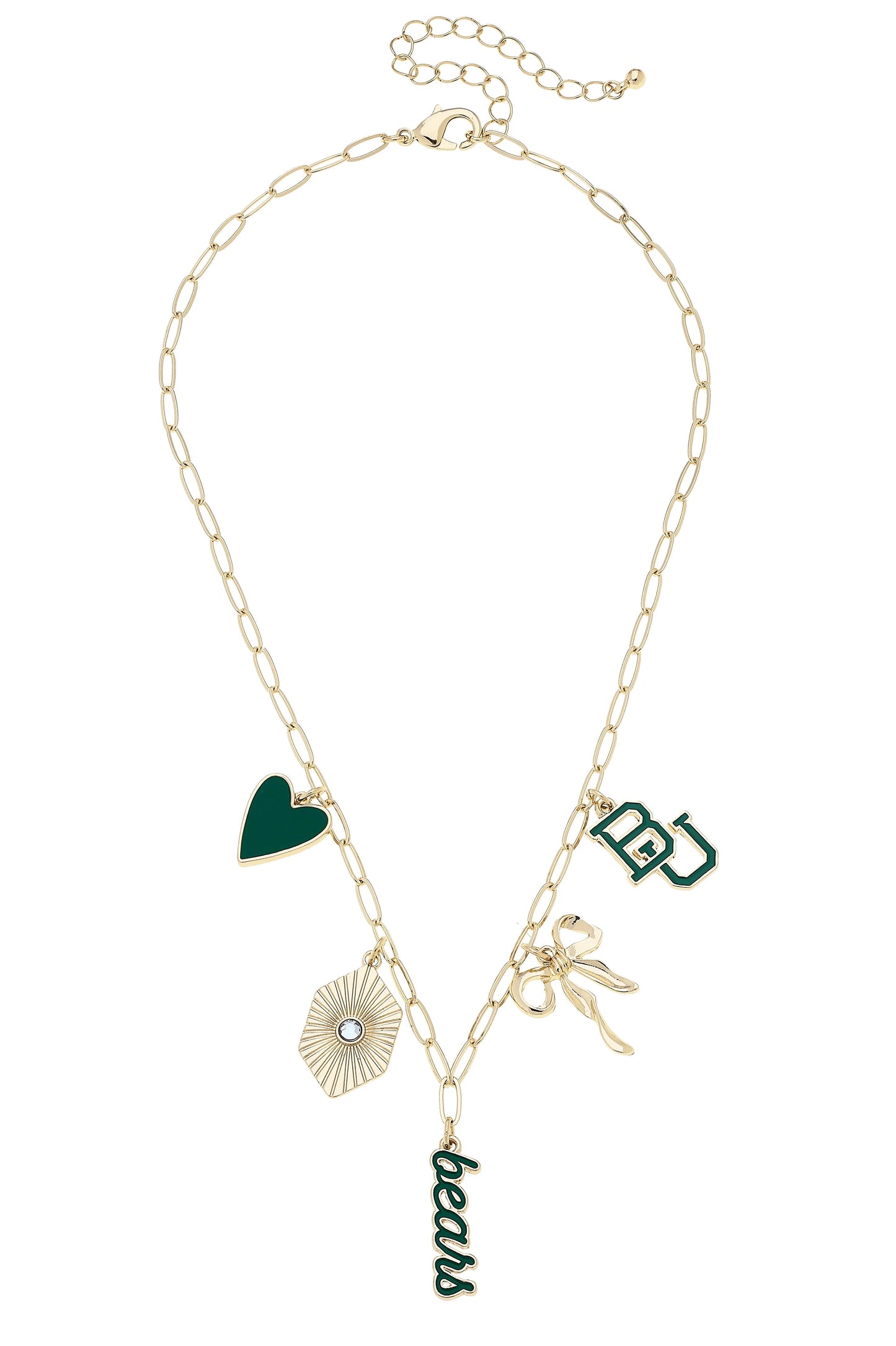 Baylor Bears Paper Clip Charm Collector Necklace in Shiny Gold