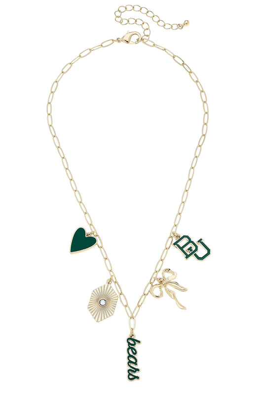 Baylor Bears Paper Clip Charm Collector Necklace in Shiny Gold