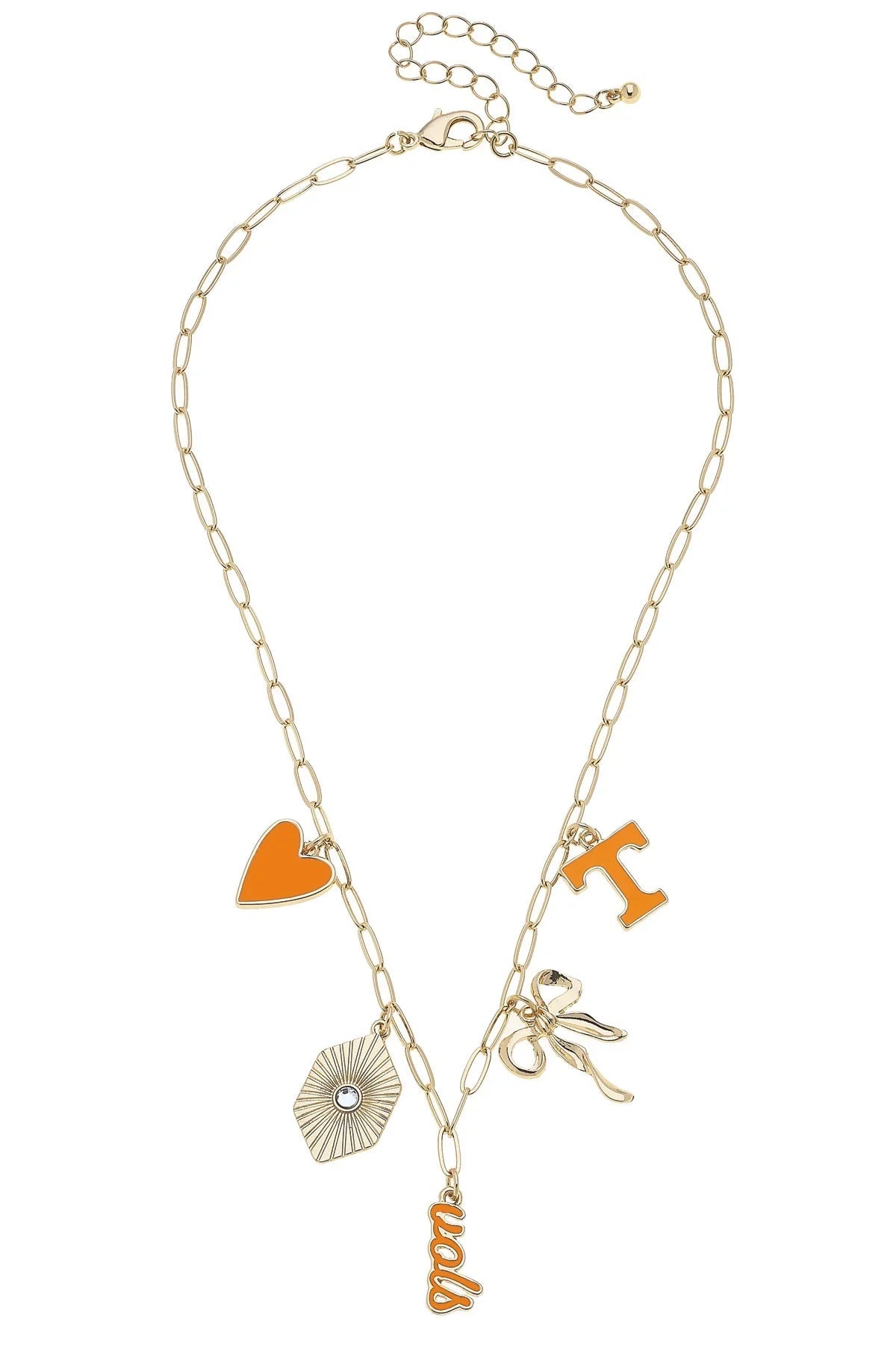 Tennessee Vols Paper Clip Charm Collector Necklace in Shiny Gold