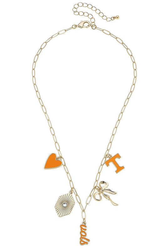 Tennessee Vols Paper Clip Charm Collector Necklace in Shiny Gold