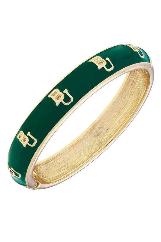 Baylor Bears Sculpted Enamel Logo Hinge Bangle in Green