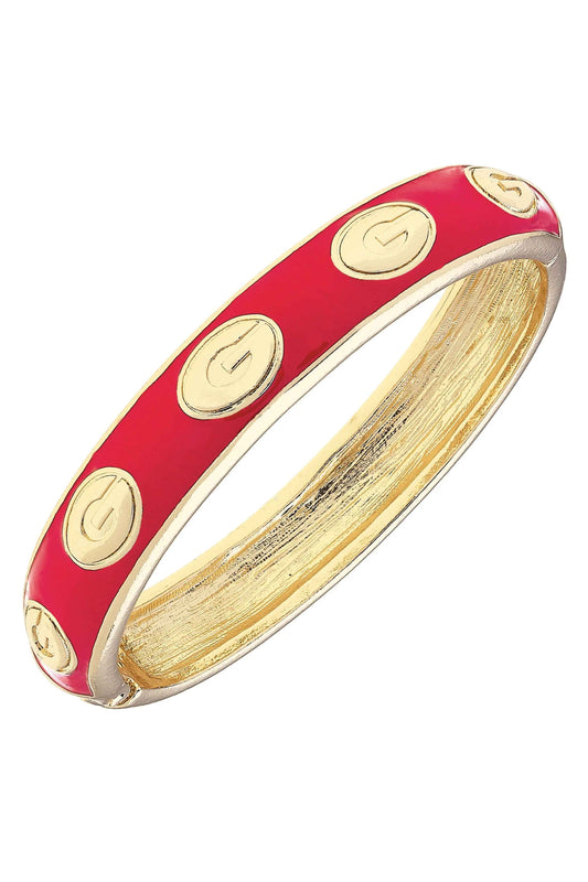 Georgia Bulldogs Sculpted Enamel Logo Hinge Bangle in Red