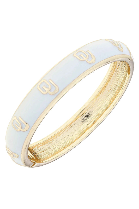 Oklahoma Sooners Sculpted Enamel Logo Hinge Bangle in White