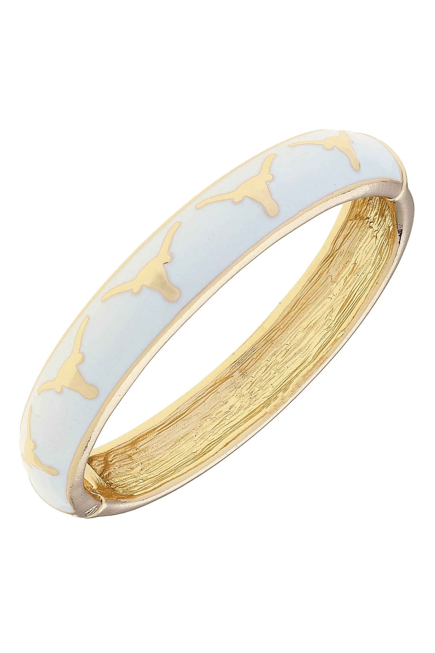 Texas Longhorns Sculpted Enamel Logo Hinge Bangle in White