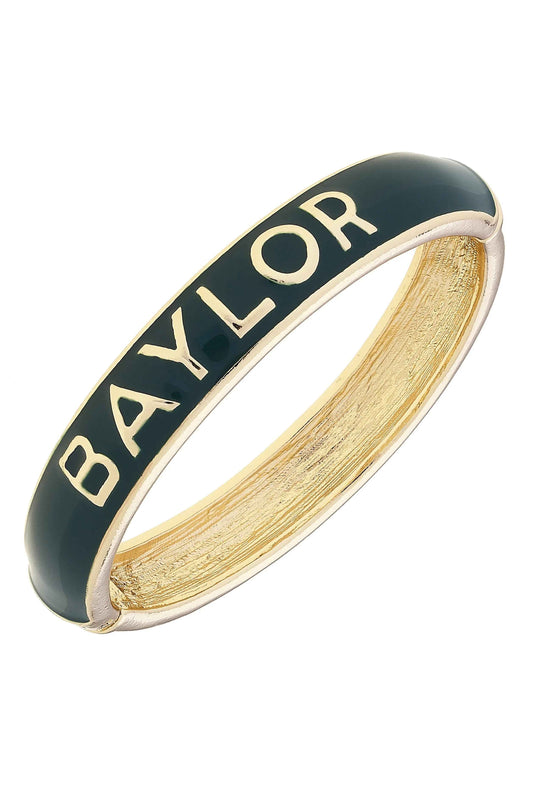 Baylor Bears Sculpted Enamel Hinge Bangle in Green