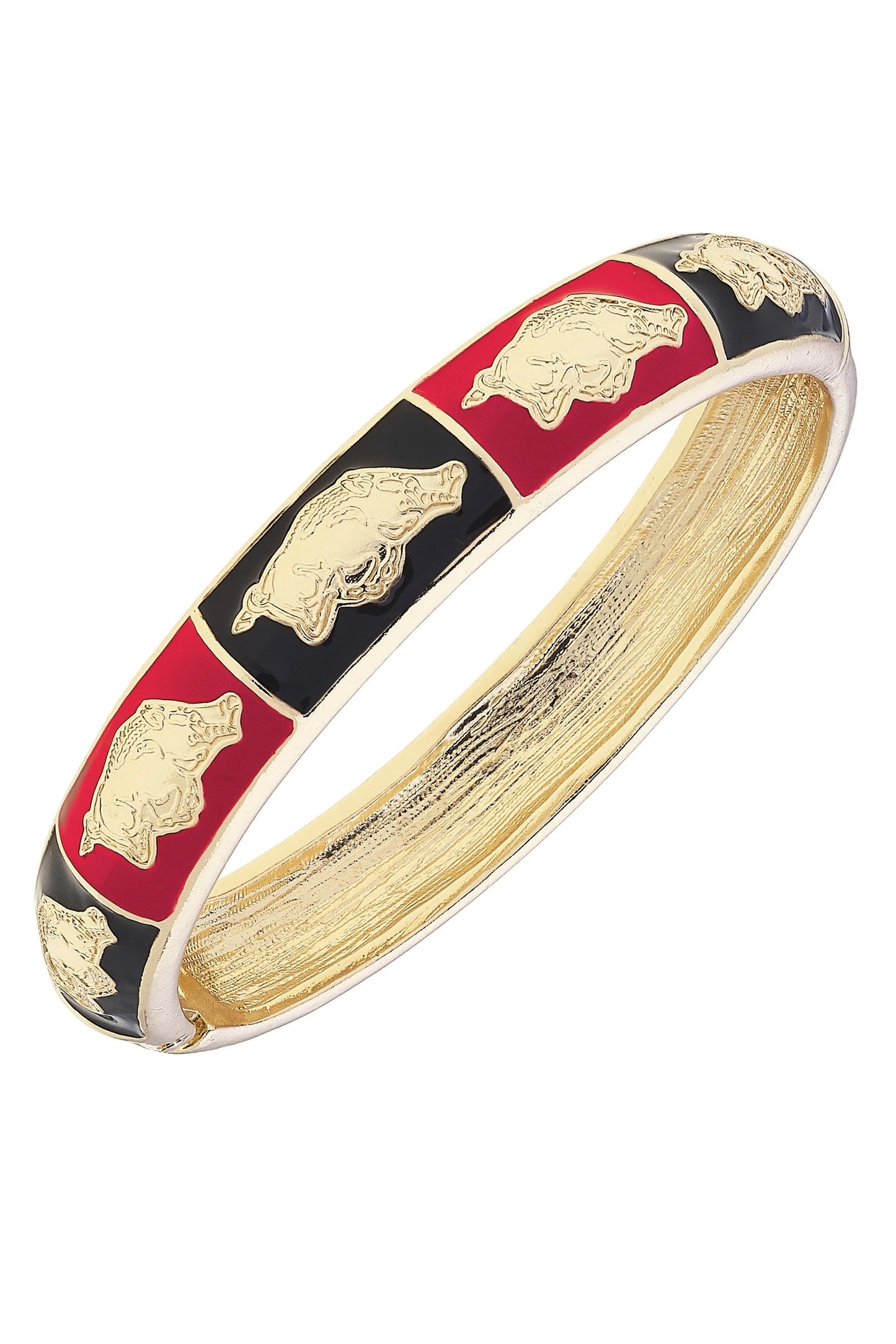 Arkansas Razorbacks Sculpted Enamel Checkered Hinge Bangle
