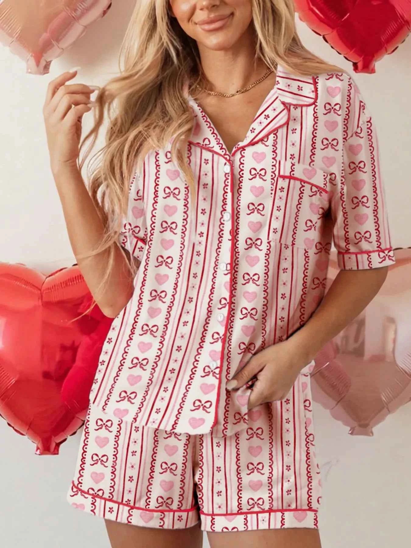 Romance Ribbon Heart Pajama Set