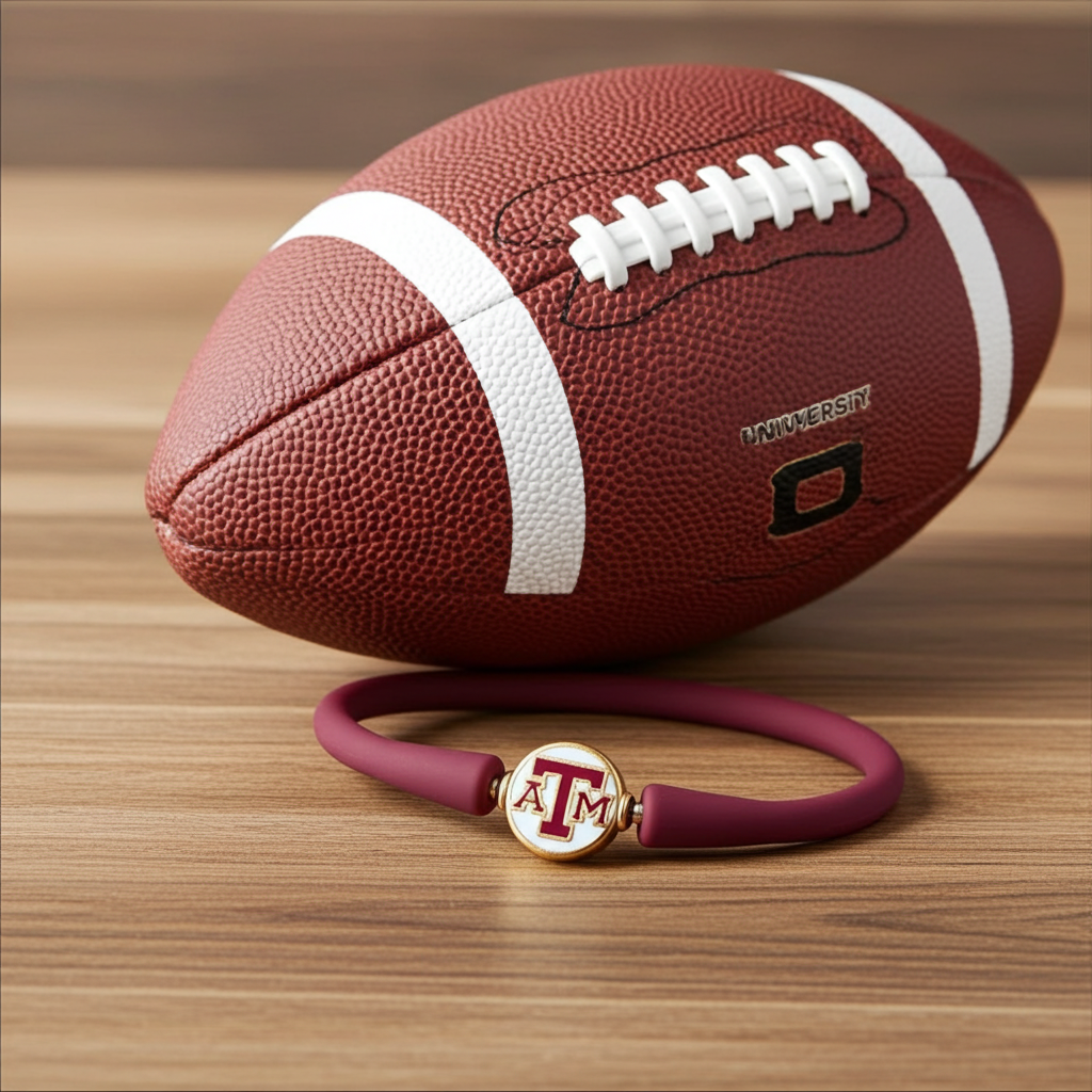 Texas A&M Aggies Enamel Silicone Bali Bracelet - Maroon - Sorelle Gifts