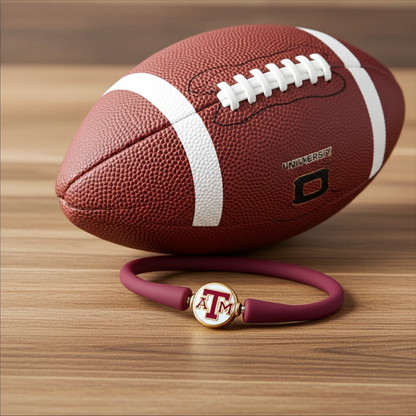 Texas A&M Aggies Enamel Silicone Bali Bracelet - Maroon - Sorelle Gifts