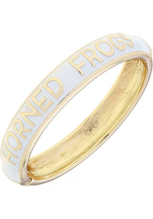 TCU Horned Frogs Sculpted Enamel Hinge Bangle in White
