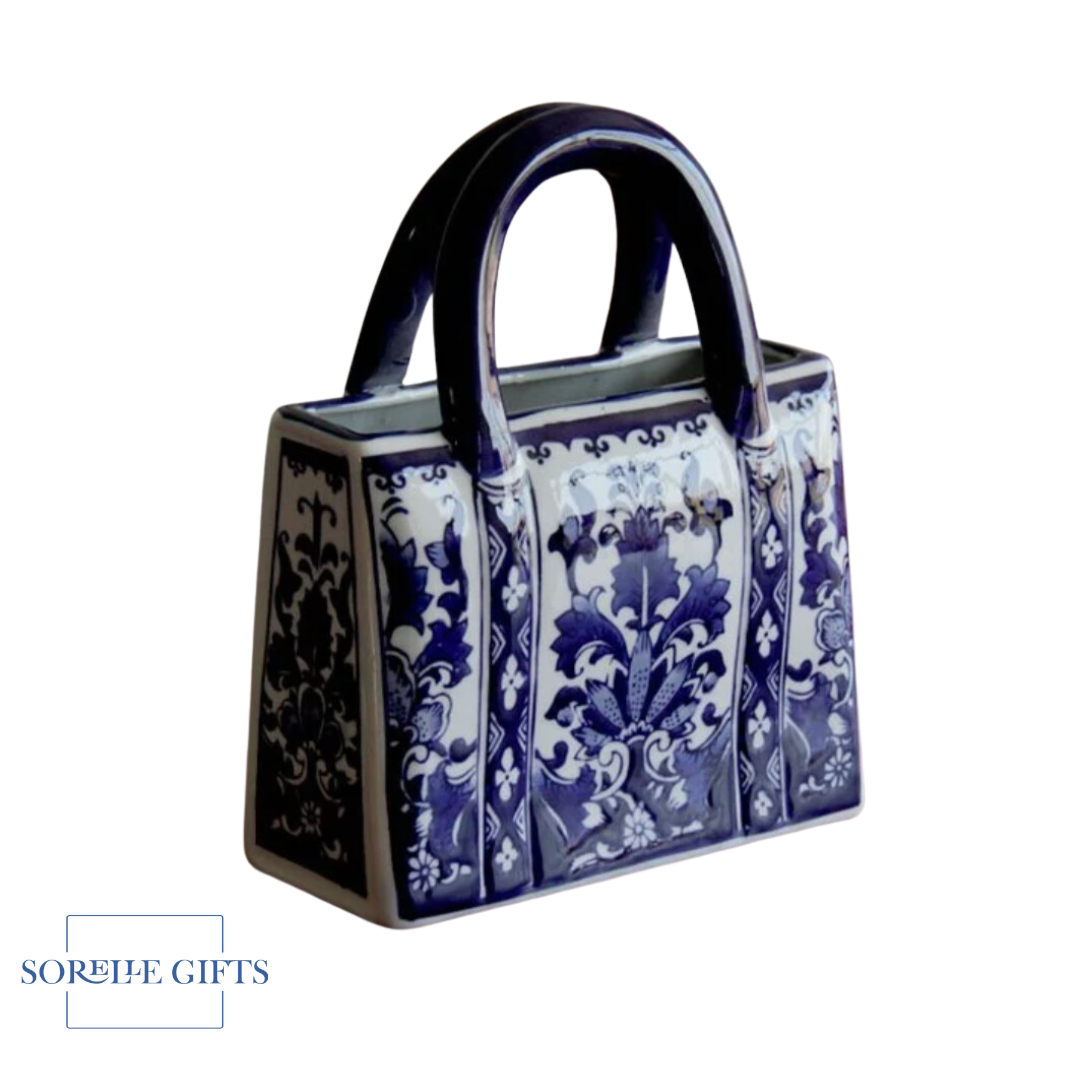 Porcelain Chinoiserie Handbag Flower Vase