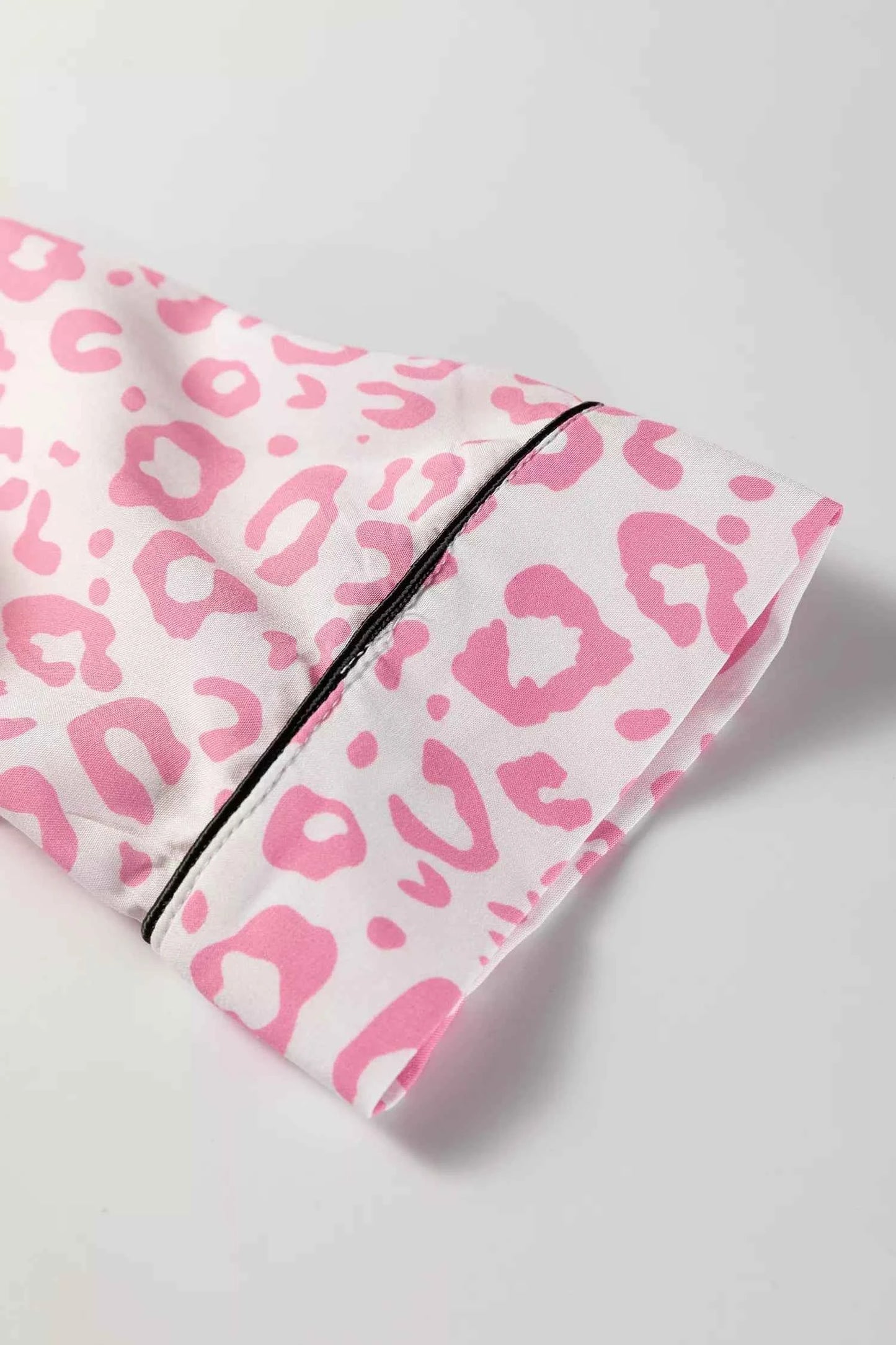 Leopard Print Button Up Top and Pants 2cps Pajama Set