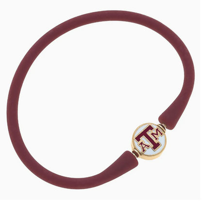 Texas A&M Aggies Enamel Silicone Bali Bracelet - Maroon - Sorelle Gifts