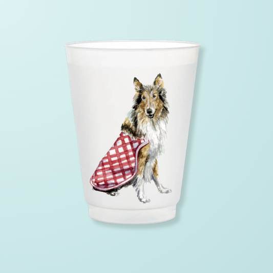 Collie Dog Frosted Game Day Cups