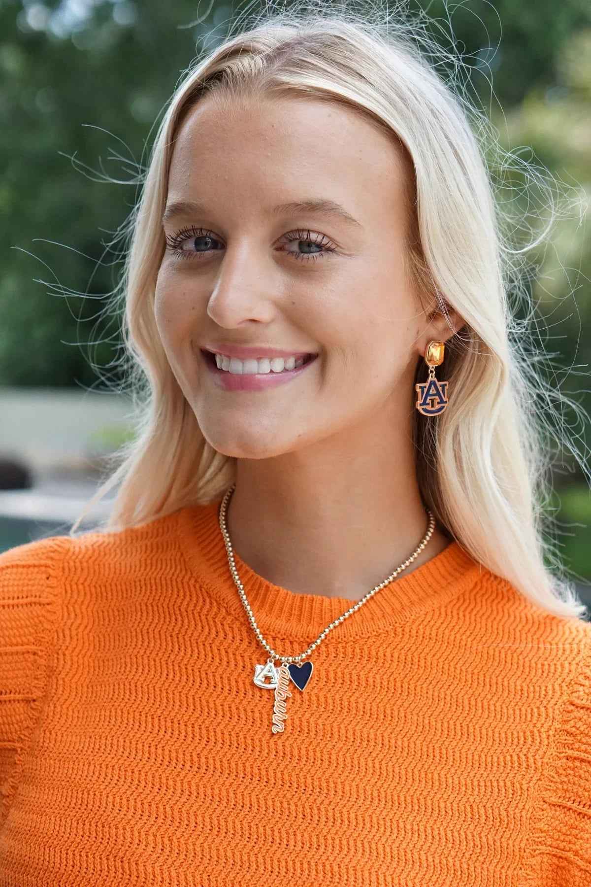 Auburn Tigers Ball Bead Charm Necklace