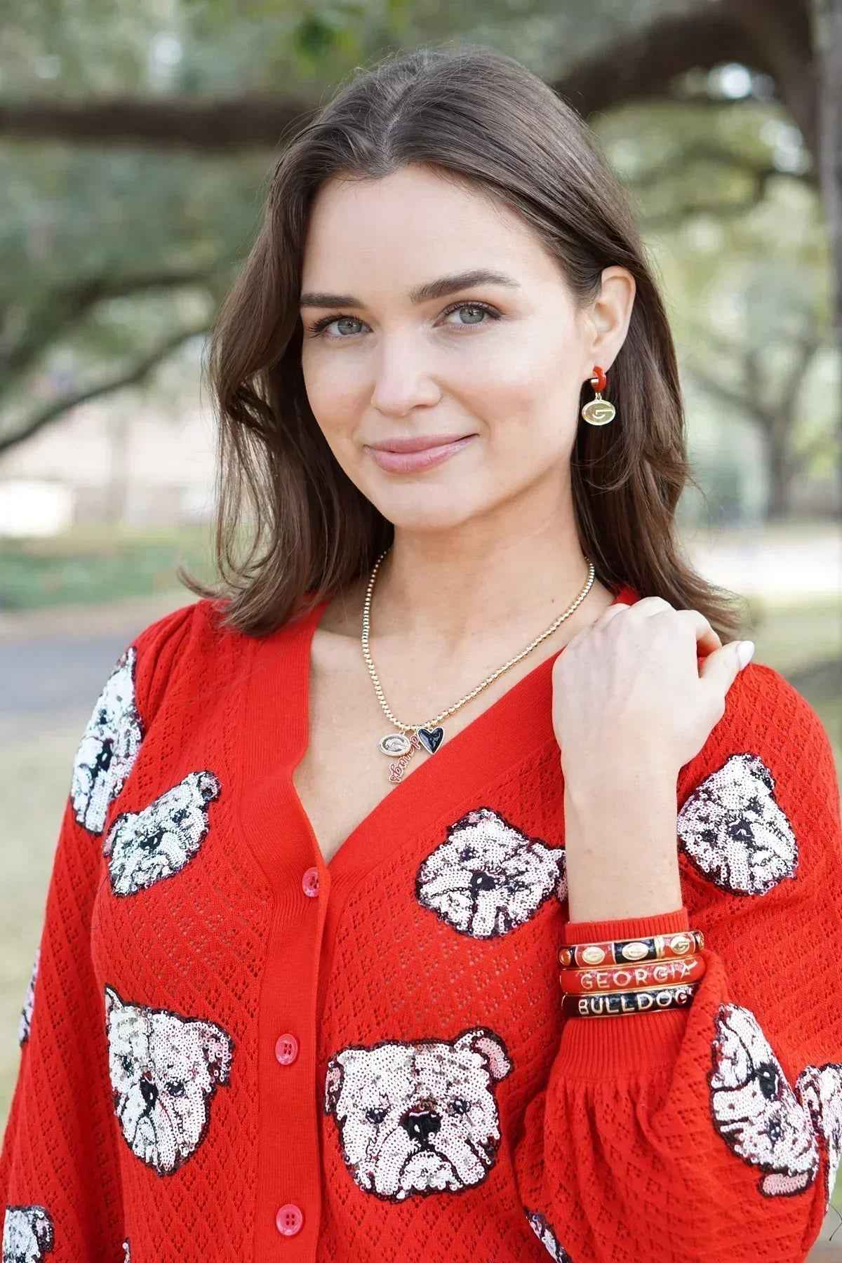 Georgia Bulldogs Sculpted Enamel Hinge Bangle in Red