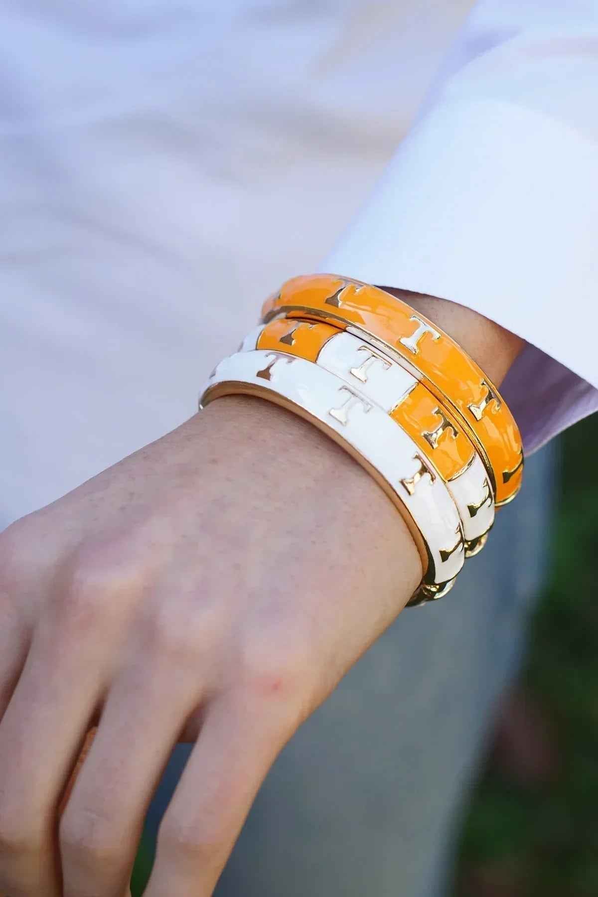 Tennessee Vols Sculpted Enamel Logo Hinge Bangle in Orange