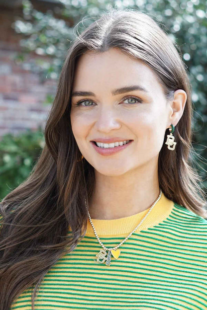 Baylor Bears Ball Bead Charm Necklace in Shiny Gold