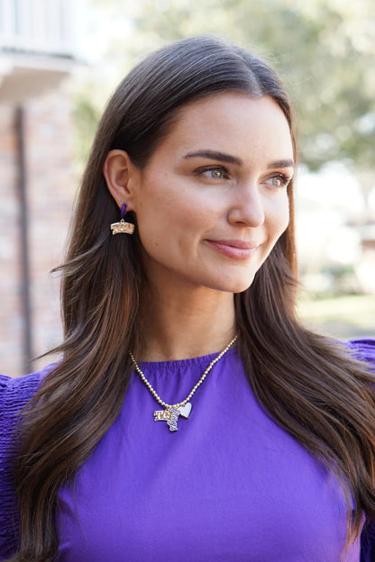 TCU Horned Frogs Ball Bead Charm in Shiny Gold