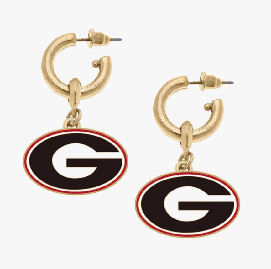 Georgia Bulldogs Enamel Game Day Drop Hoop Earrings