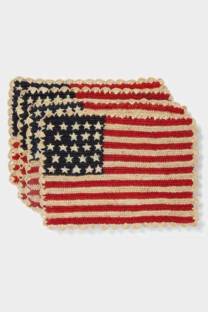 Handcrafted Scalloped Americana Placemats-American Flag Design - Payton James X Tuckernuck