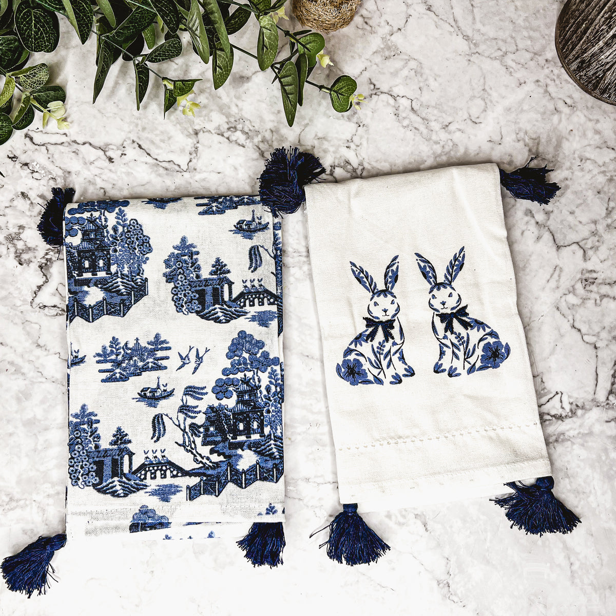 Chinoiserie Bunny Kitchen Towels