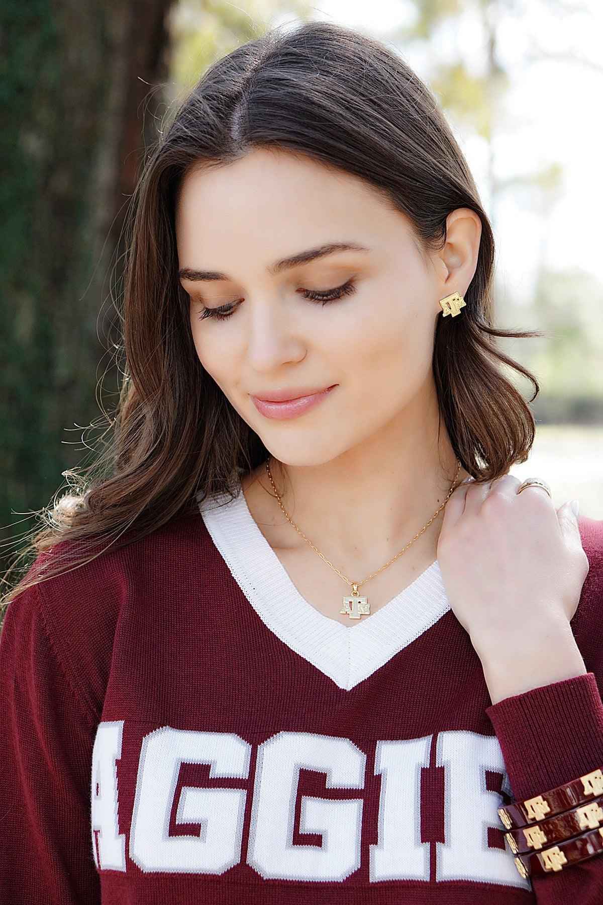 Texas A&M Aggies 24K Gold Plated Delicate Necklace