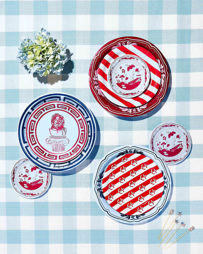 Red Anchor Away Stripes Dessert Plates - 8 Pack
