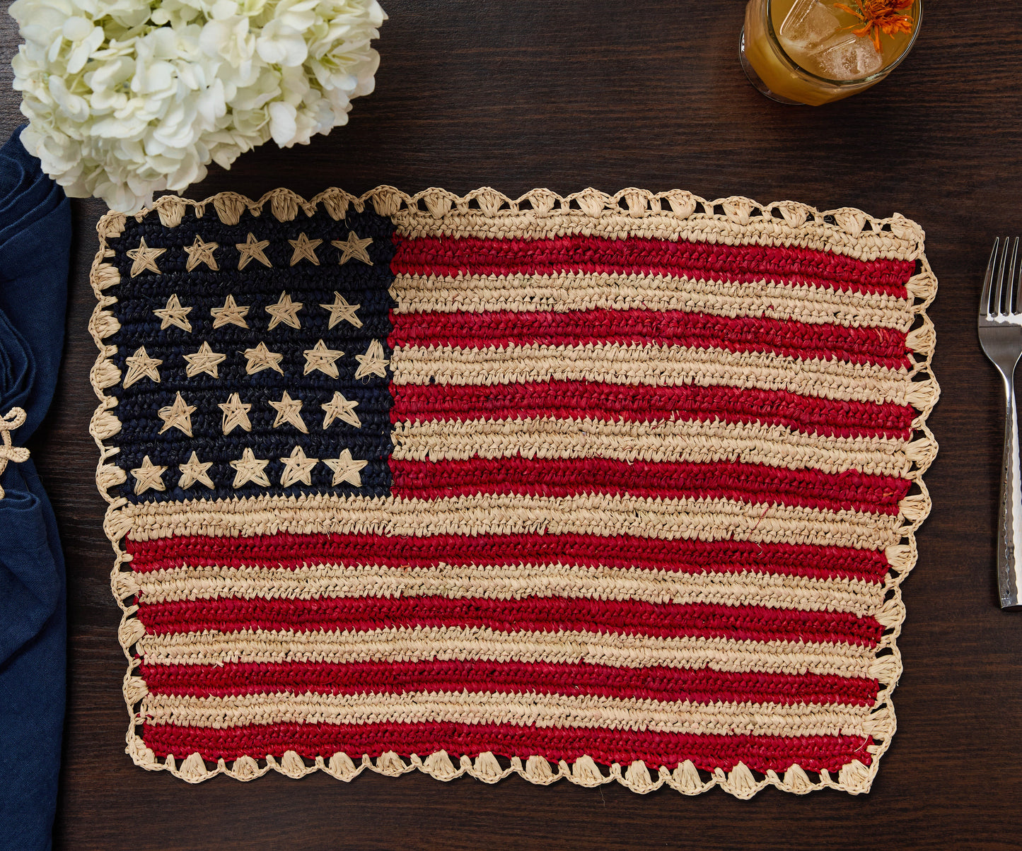 Handcrafted Scalloped Americana Placemats-American Flag Design - Payton James X Tuckernuck