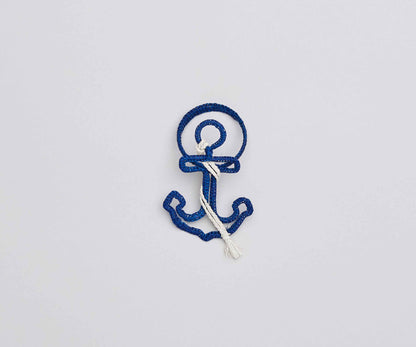 Nautical Anchor Napkin Rings – Coastal Table Decor, Handmade Raffia Napkin Holders, Set of 4 Blue and White Anchor Rings, Ocean Party Decor