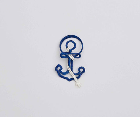 Nautical Anchor Napkin Rings – Coastal Table Decor, Handmade Raffia Napkin Holders, Set of 4 Blue and White Anchor Rings, Ocean Party Decor