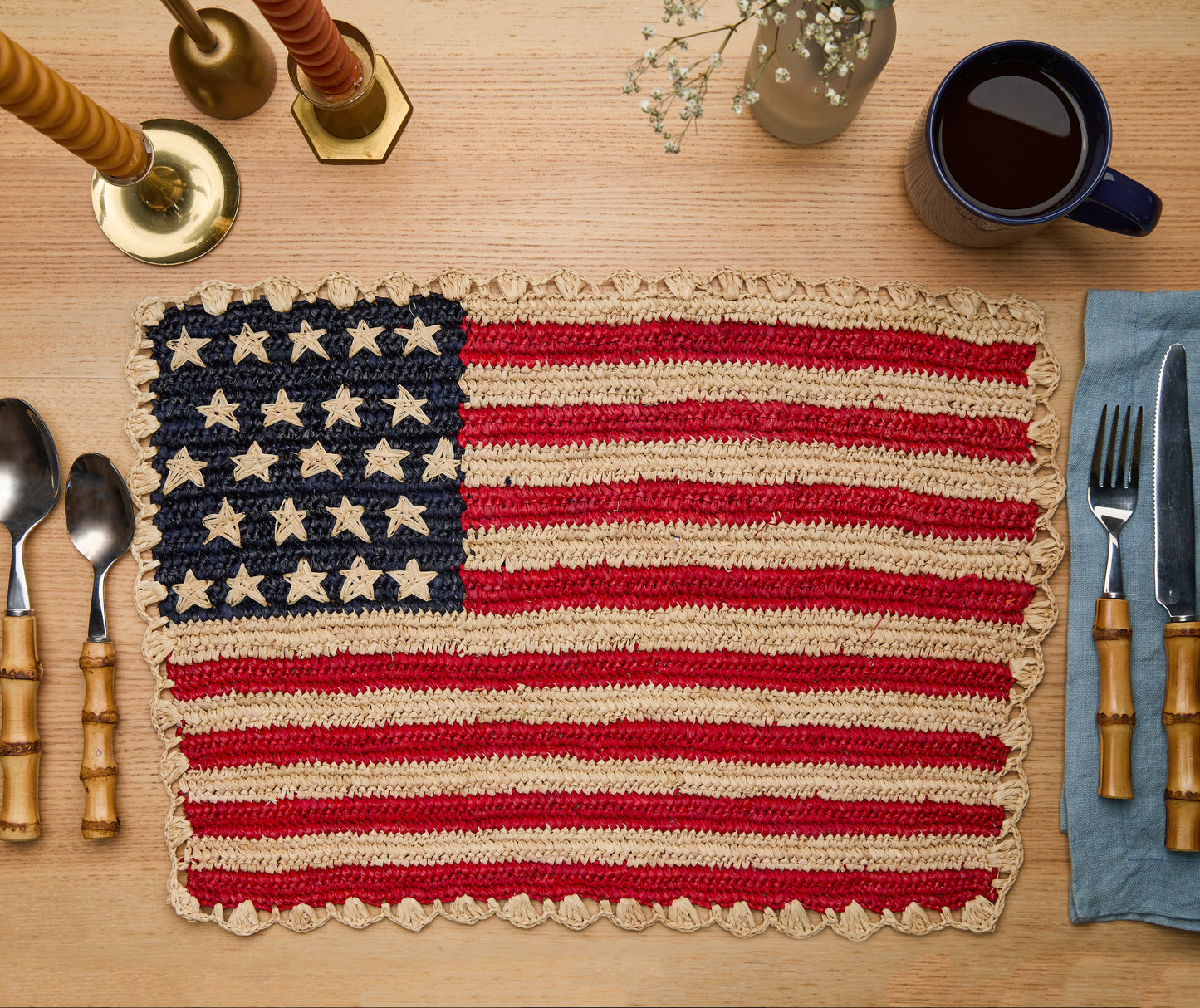 Handcrafted Scalloped Americana Placemats-American Flag Design - Payton James X Tuckernuck