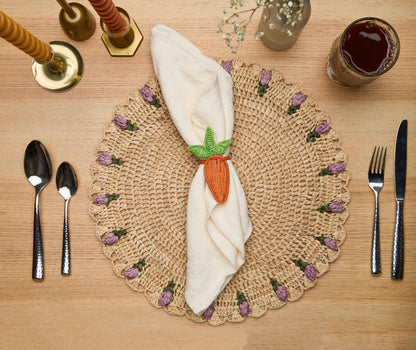 Carrot Napkin Ring – 3.5” Handwoven Iraca Palm – Artisan Spring Table Decor from Colombia