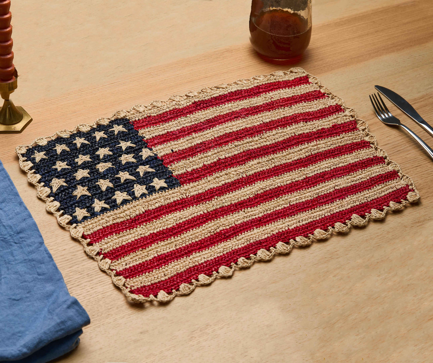 Handcrafted Scalloped Americana Placemats-American Flag Design - Payton James X Tuckernuck