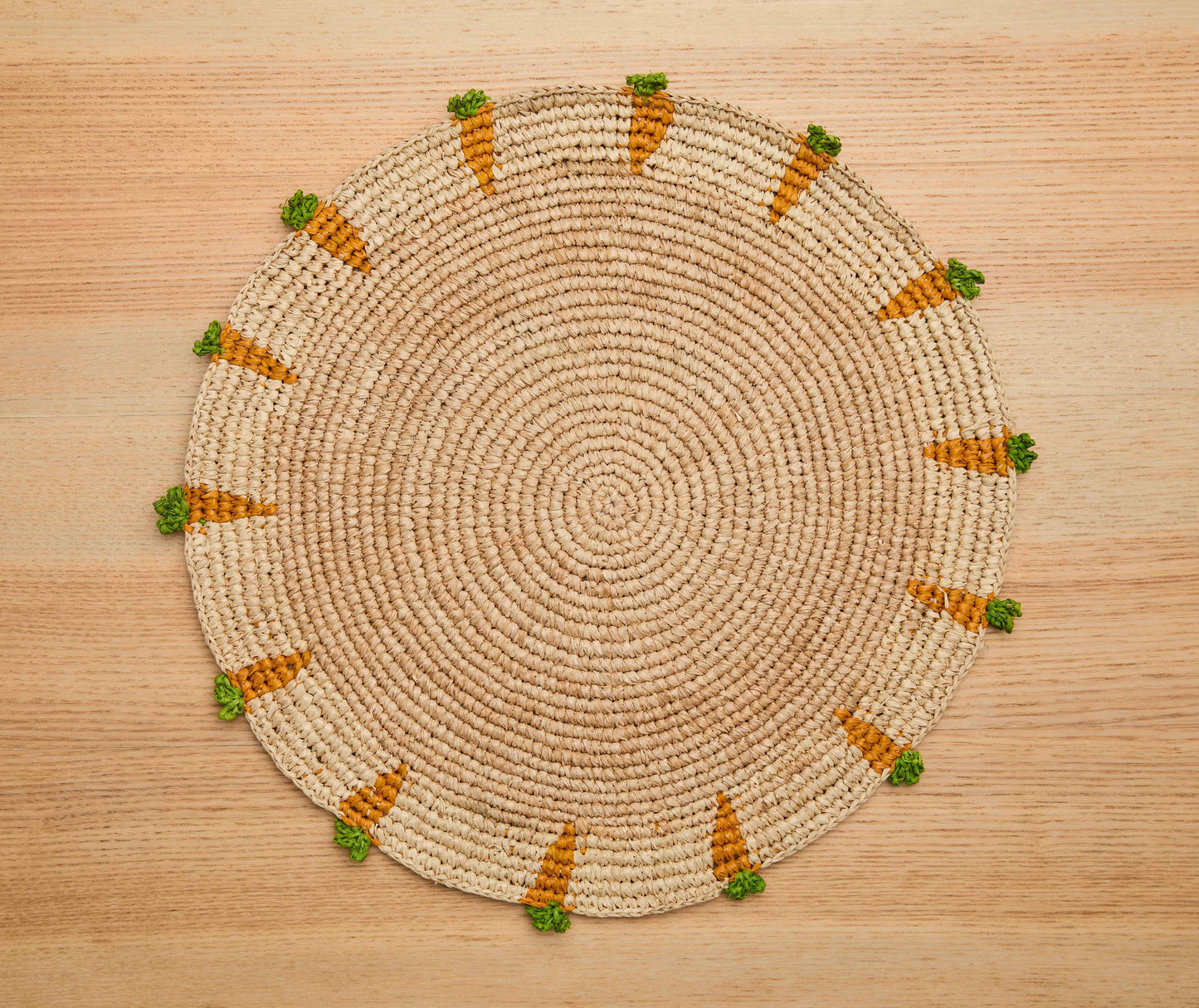 Handwoven Carrot Round Raffia Placemat – Artisan Table Décor