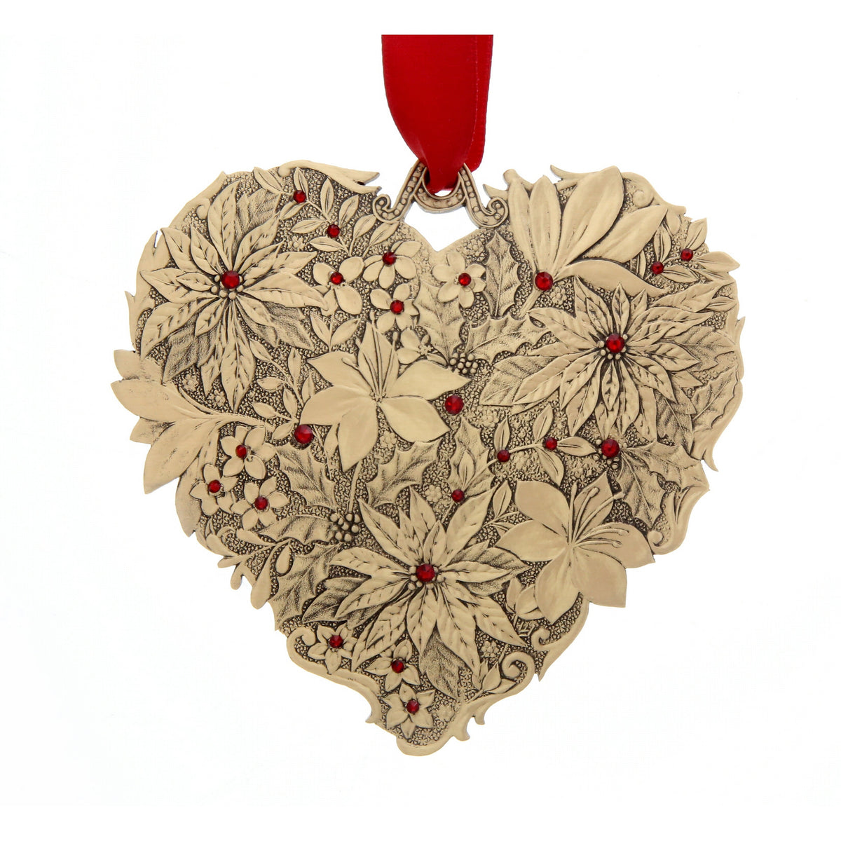 Seasons of Love- Winter Poinsettia Heart Ornament (Bronze)
