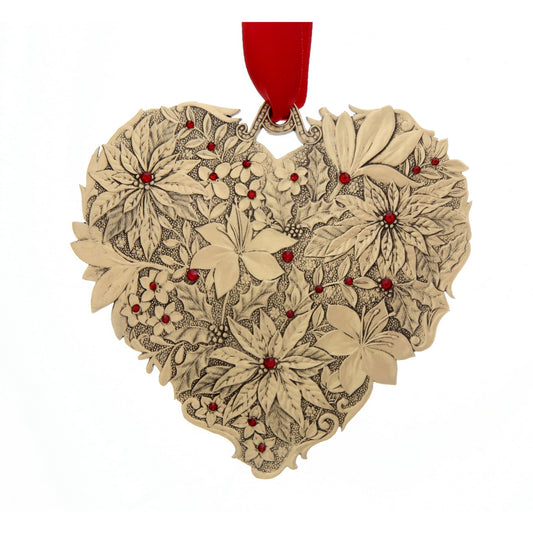 Seasons of Love- Winter Poinsettia Heart Ornament (Bronze)