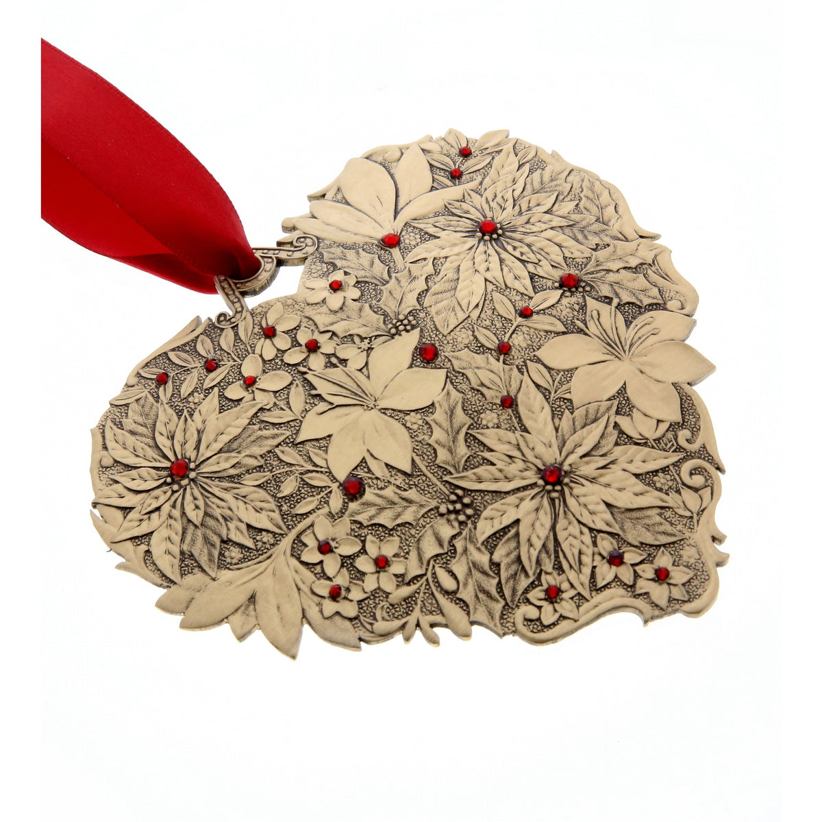 Seasons of Love- Winter Poinsettia Heart Ornament (Bronze)