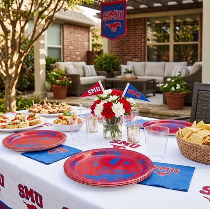Paine's Dallas Pony Red and Blue Dessert Collegiate Paper Plates - 50 Pack