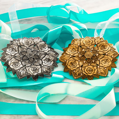 Snow Crystal Rose Ornament (Bronze)