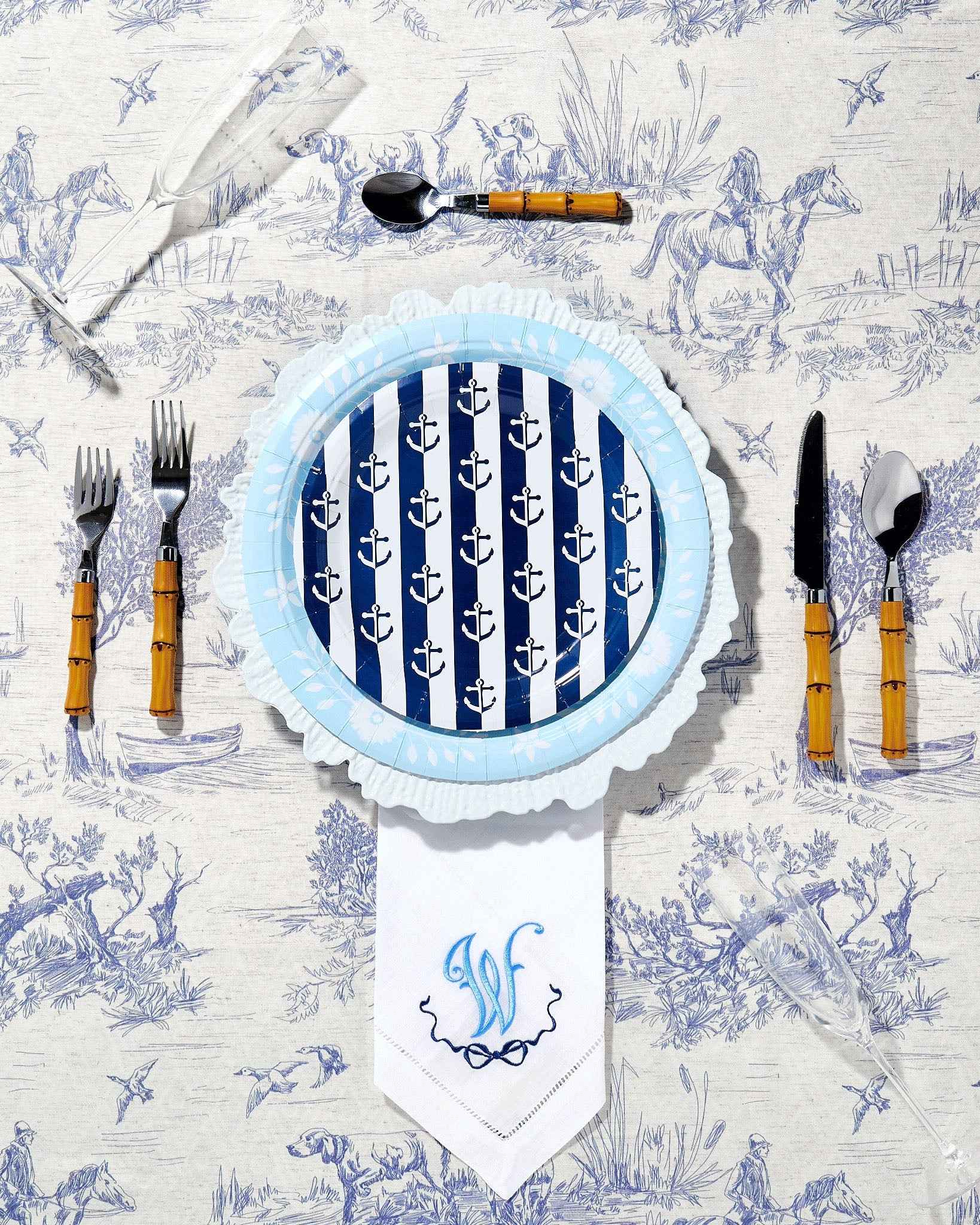 Navy Anchor Away Stripes Dessert Paper Plates - 8 Pack