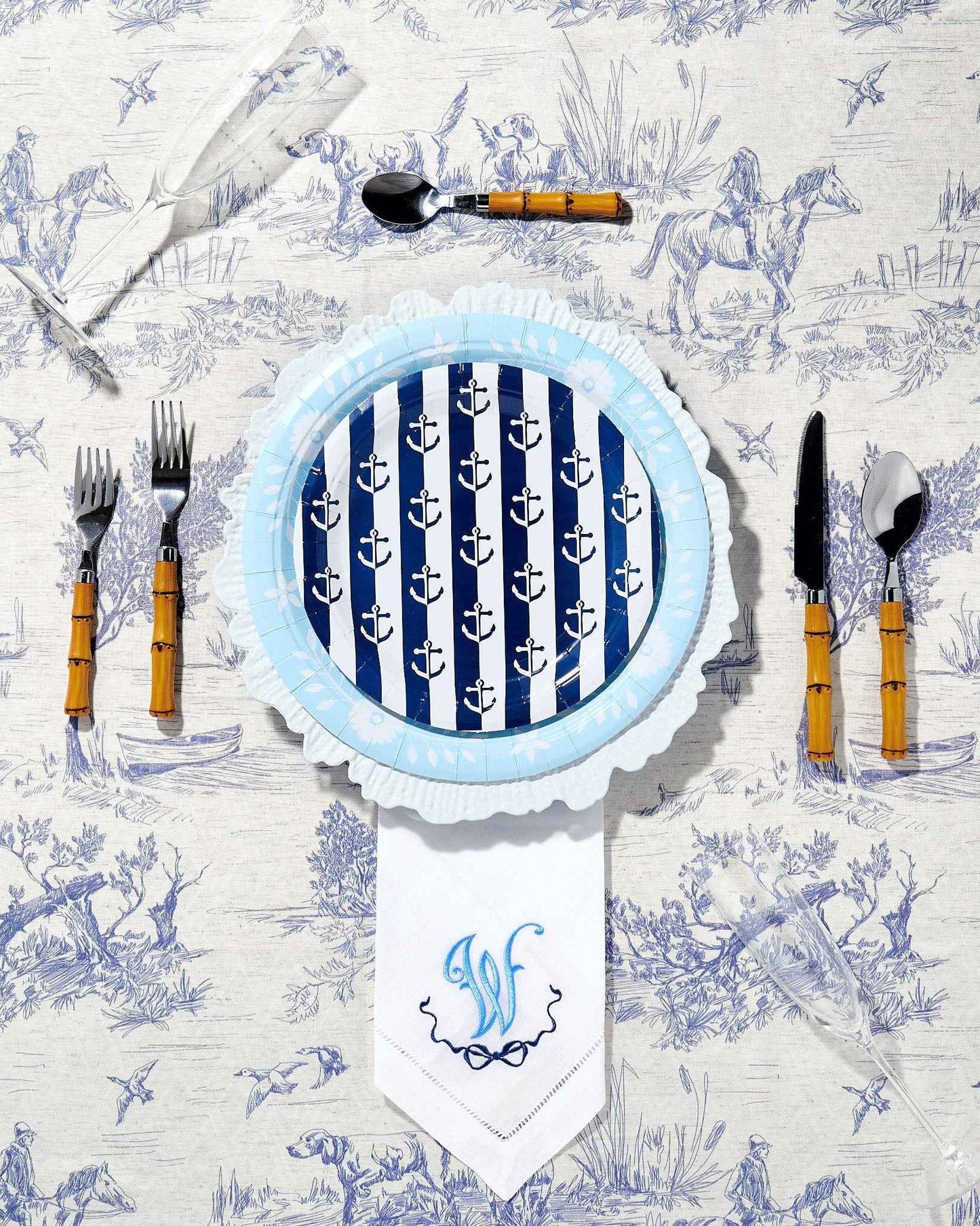 Red Anchor Away Stripes Dessert Plates - 8 Pack