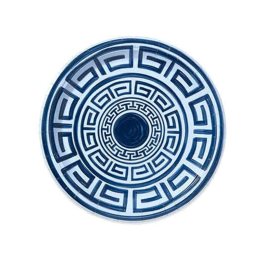 Navy and Sky Greek Key Pavilion Dinner Plates - 8 pack
