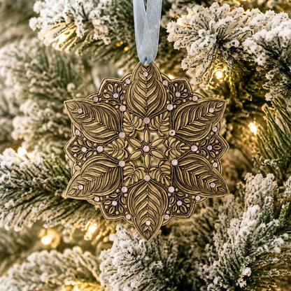 Snow Crystal Winter Greens Ornament  (Bronze)