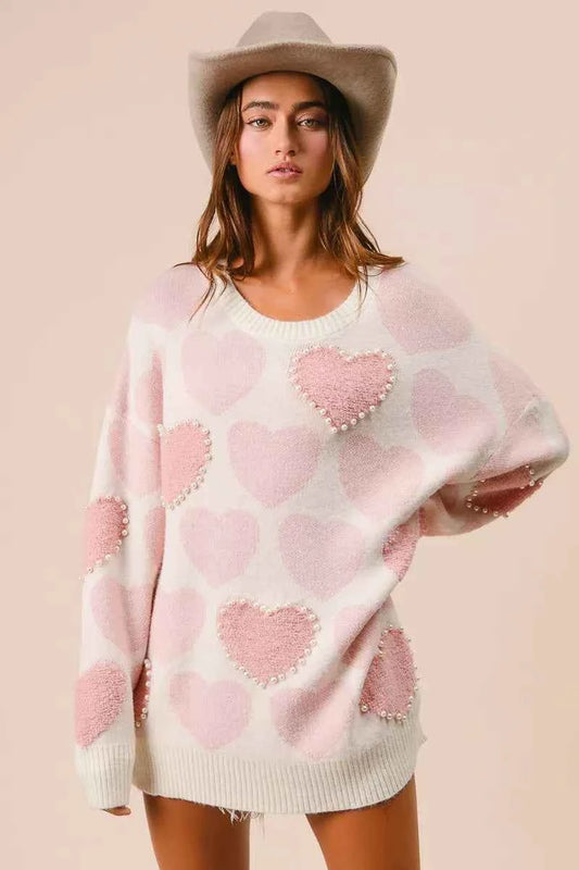 Precious Hearts Pearl Sweater