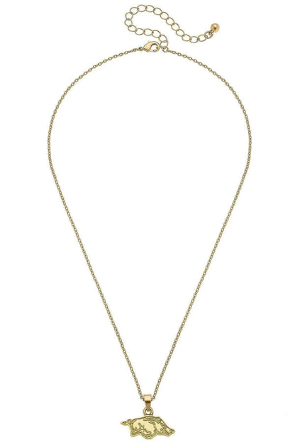 Arkansas Razorbacks 24K Gold Plated Pendant Necklace