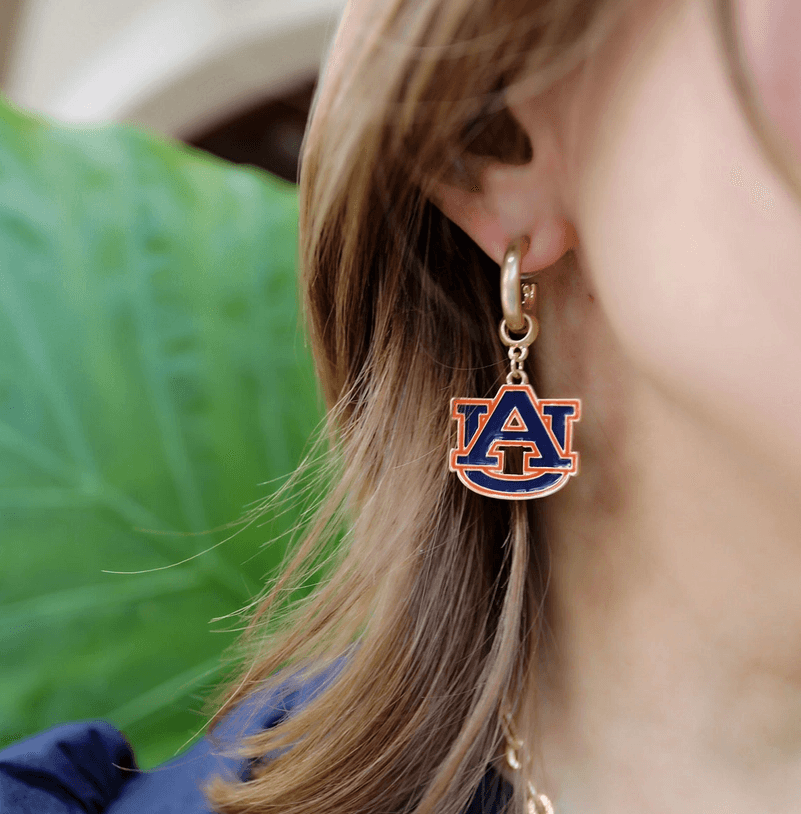 Auburn Tigers Game Day Drop Hoop Earrings - Sorelle Gifts
