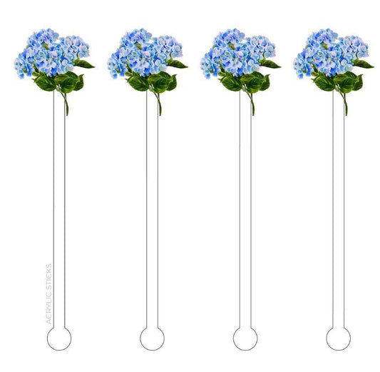 Blue Hydrangea Bloom Acrylic Stir Sticks - Sorelle Gifts